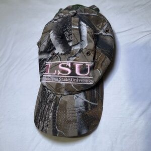 Camouflage & Light Pink Embroidered LSU Hat